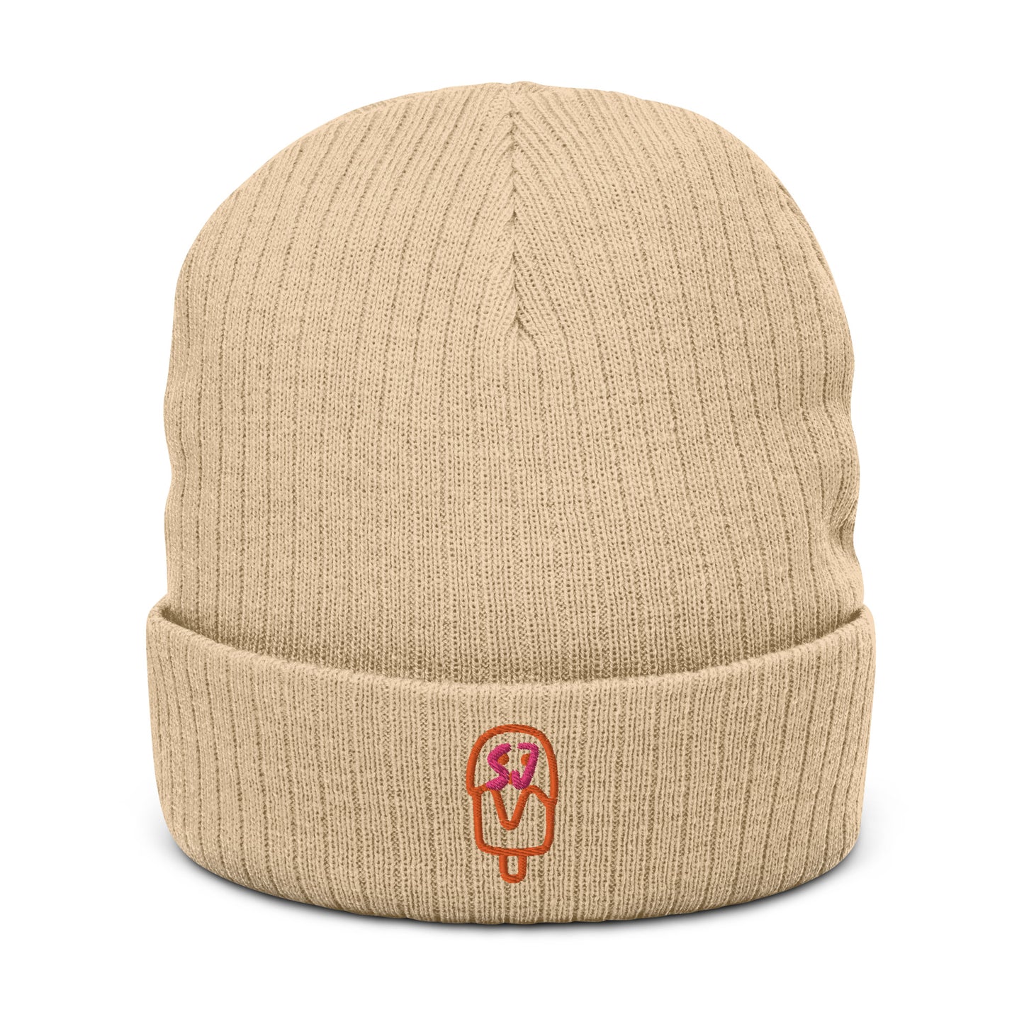 S.J. Creamsicle Dream Theme Ribbed knit beanie