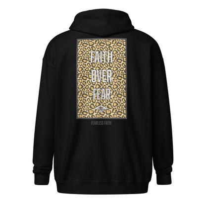 Faith Over Fear Cheetah Print Unisex heavy blend zip hoodie