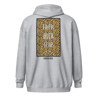 Faith Over Fear Cheetah Print Unisex heavy blend zip hoodie