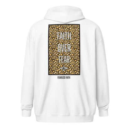 Faith Over Fear Cheetah Print Unisex heavy blend zip hoodie