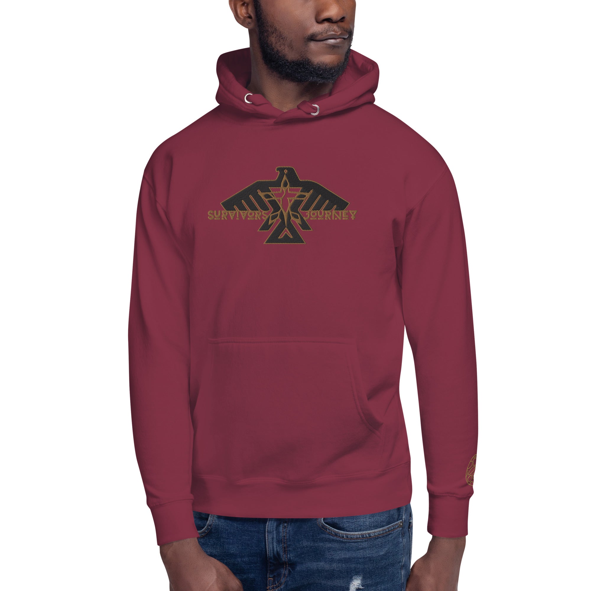 Maroon and store gold hoodie