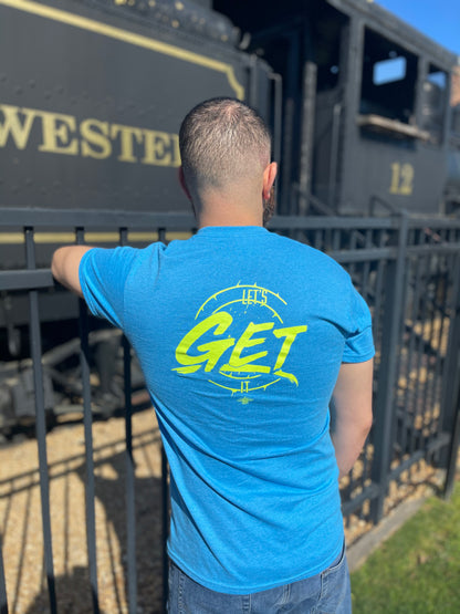 Let's Get It T-Shirt (Heather Sapphire/ Lime Green)