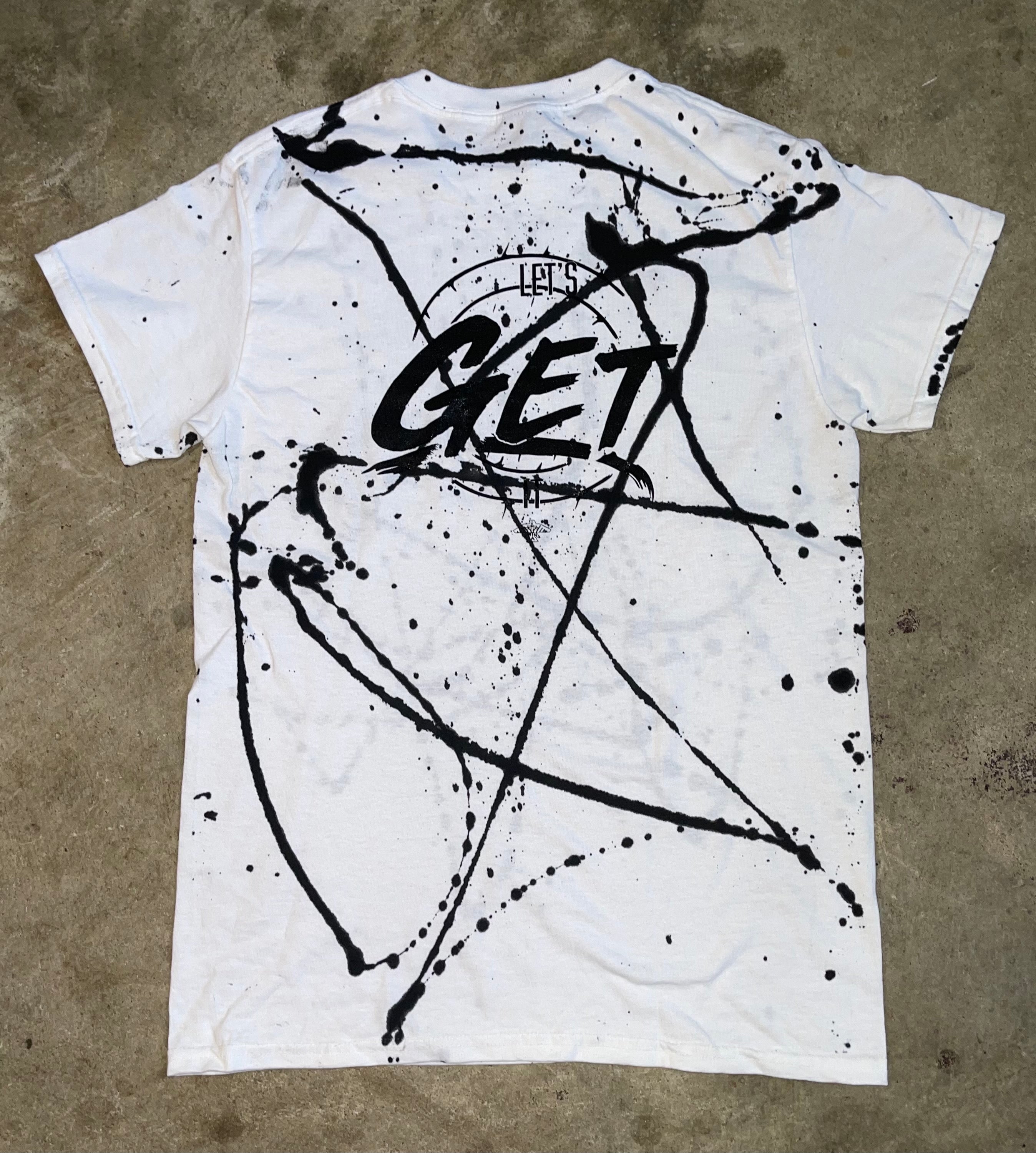 Let s Get It Paint Splatter T Shirt White S