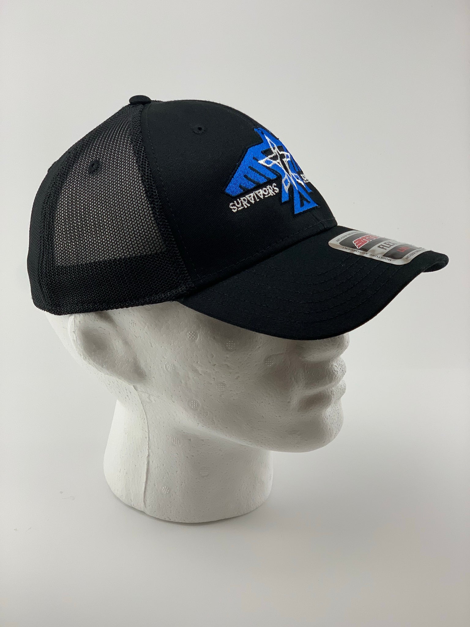 S.J. (Flexfit) Logo Hat Blue/White Black/Volt